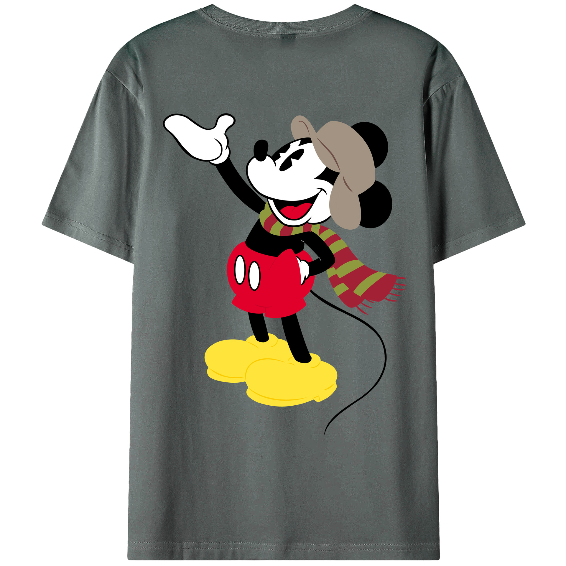 ミッキーマウス Mickey Mouse 綿100％ メンズ半袖Tシャツ（バックプリント） 通気性